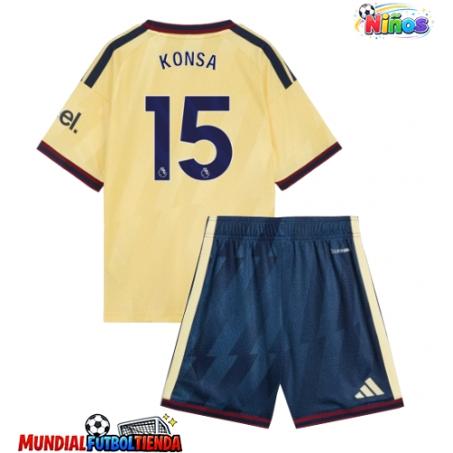Camiseta Arsenal Ezri Konsa #15 Tercera Equipación Replica 2026-27 para niños mangas cortas (+ Pantalones cortos)